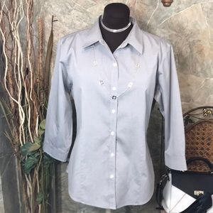 LL Bean 🌹 wrinkle free button collared shirt top blouse tunic